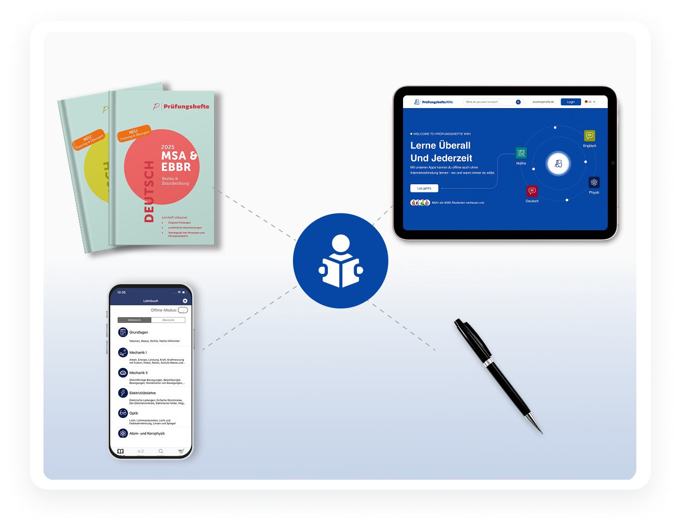 Lernen mit PrüfungshefteWiki und Prüfungsheften auf Handym Tablet und analag