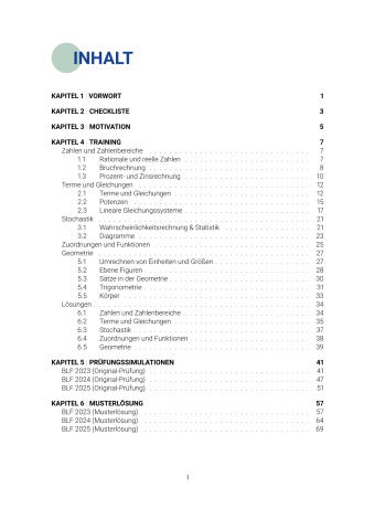 BLF Sachsen – Mathematik – Inhaltsverzeichnis