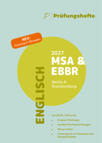 Cover des Prüfungshefts MSA und eBBR Englisch 2027 Berlin Brandenburg