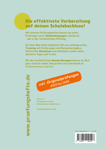 Rückseite des Prüfungshefts MSA und eBBR Englisch 2027 Berlin Brandenburg