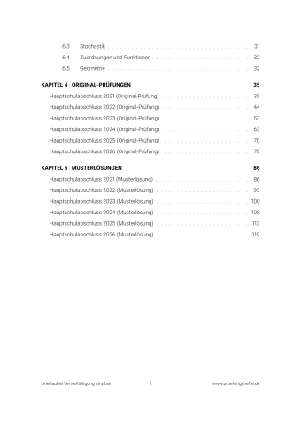 Hauptschule Mathe BW 2027 - Inhaltsverzeichnis