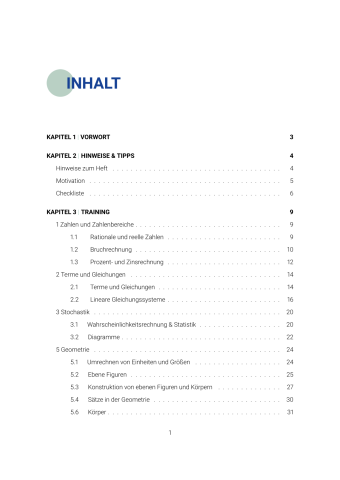 Hauptschule Mathematik 2026 – Hessen Inhaltsverzeichnis