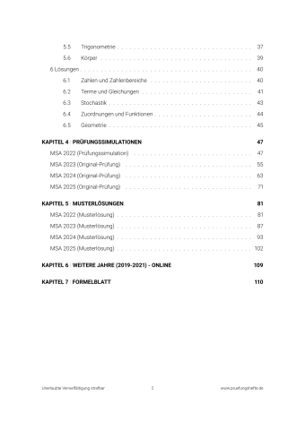MSA und eBBR Mathe 2026 – Berlin / Brandenburg – Inhaltsverzeichnis