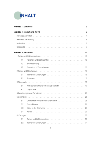 Hauptschule Mathe BW 2026 – Inhaltsverzeichnis