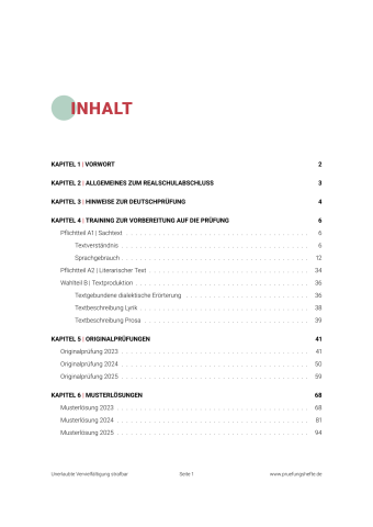 Realschule Deutsch BW 2026 - Inhaltsverzeichnis