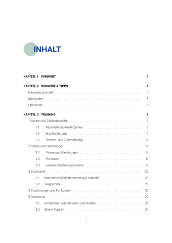 Realschule Mathematik 2026 – Hessen – Inhaltsverzeichnis