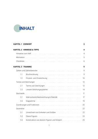 Hauptschule Mathematik 2026 – Thüringen – Inhaltsverzeichnis