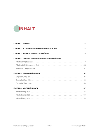 Realschule Deutsch BW 2027 - Inhaltsverzeichnis