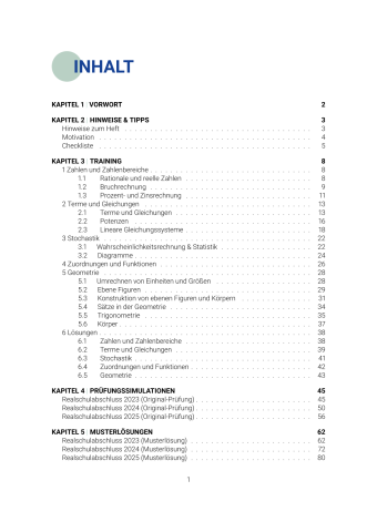 Realschulabschluss Mathematik II & III 2026 – Bayern – Inhaltsverzeichnis