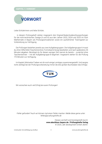 Realschulabschluss Mathematik II & III 2026 – Bayern – Vorwort