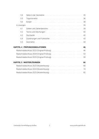Realschule Mathematik 2026 – Sachsen-Anhalt – Inhaltsverzeichnis