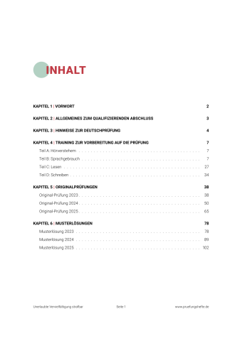 Quali Deutsch 2026 – Bayern – Inhaltsverzeichnis